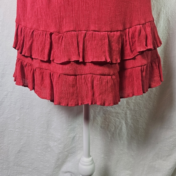 Hello Molly Red Ruffle Dress SZ 8 Layered Midi Romantic - Picture 6 of 15